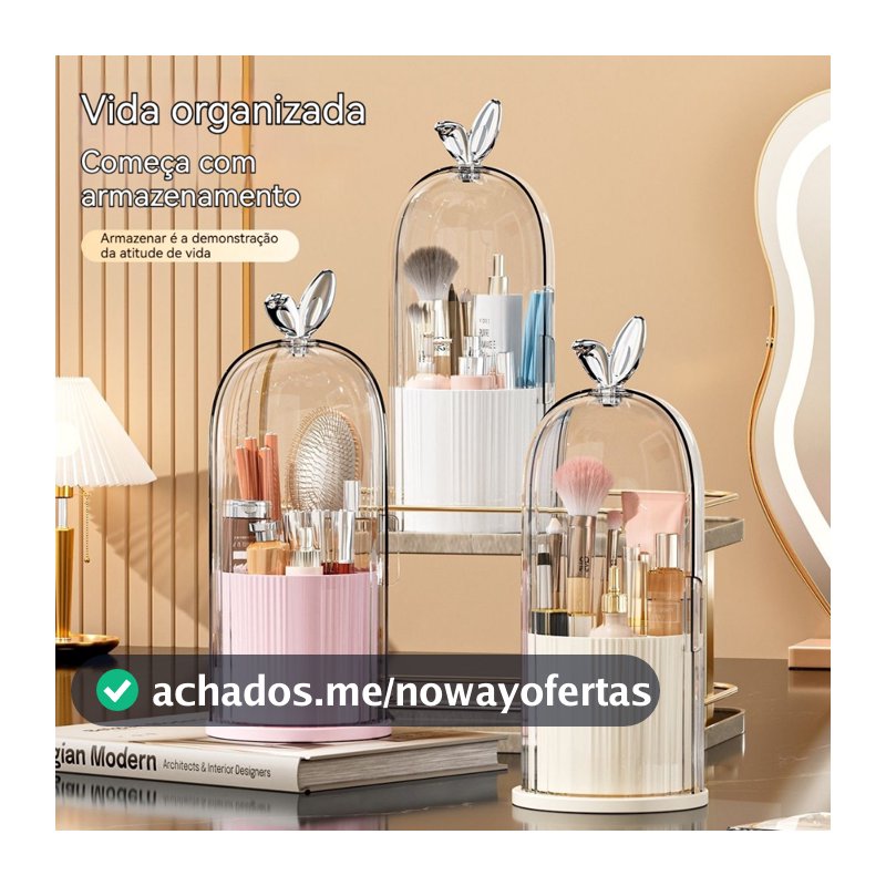 Rotação Organizador Portátil 360º De Mesa Cosmético Maquiagem Porta-escovas Batom Caixa Tubo