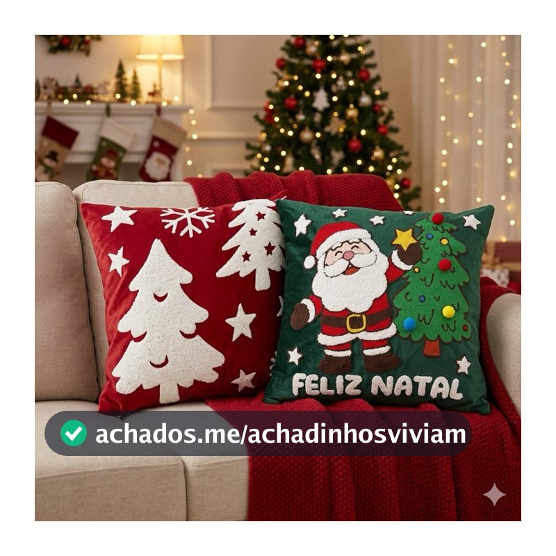 Capas de Almofada  de Natal Bordado Decorativas Natalina Papai Noel Árvore Feliz Natal Tamanho 45X45