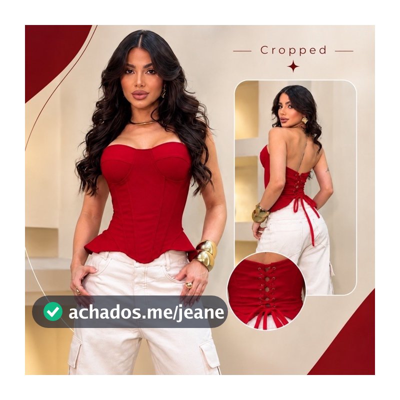 Cropped Corset Feminino Tomara Que Caia Com Bojo Look Festa Natal Réveillon