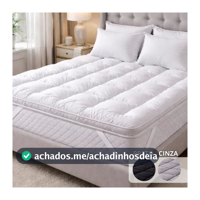Protetor de Colchão Pillow Top Casal, Queen Micro Percal 400 Fios - Conforto Superior Maciez Premium