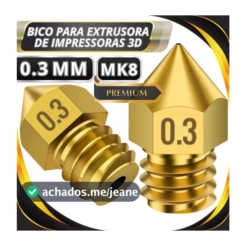 Kit 3 Unidades Bico Nozzle 0.3mm MK8 Premium Para Impressoras 3D Promoção