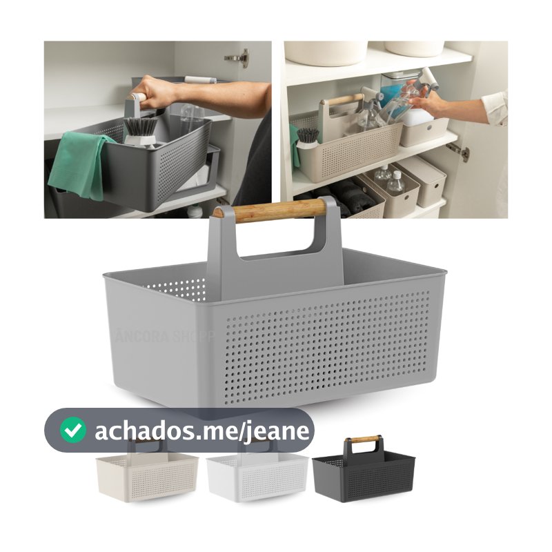 Cesto Organizador de Lavanderia Com Alça 8L Multiuso Para Produtos de Limpeza Armário