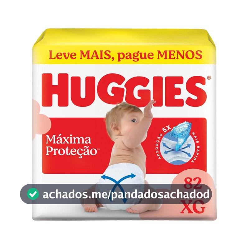 Fralda Descartável Huggies Máxima Proteção Tamanho XG 82 Unidades