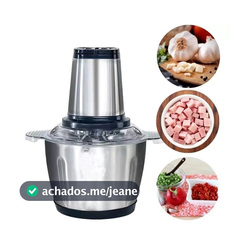 Tritador de alimentos de 2 litros, carne e vegetais, processador multifuncional elétrico, 2 modos, fácil de limpar