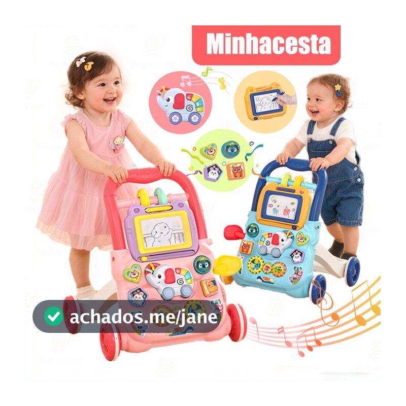 Andador Didático Bebê Empurrador Musical Didático Educativo Quadro Magico Educativo Infantil Baby-P20
