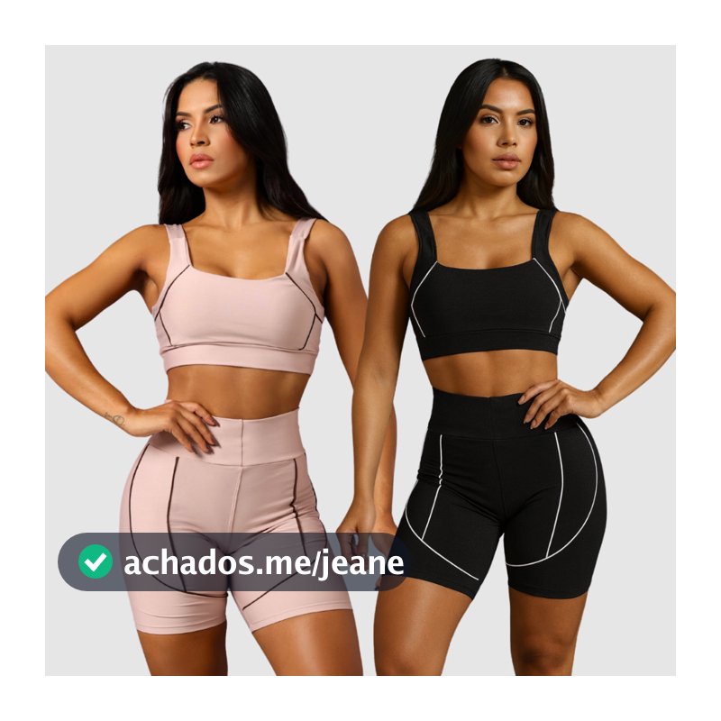 Kit 2 Conjuntos Fitness Feminino Cintura Alta Zero Transparência Academia
