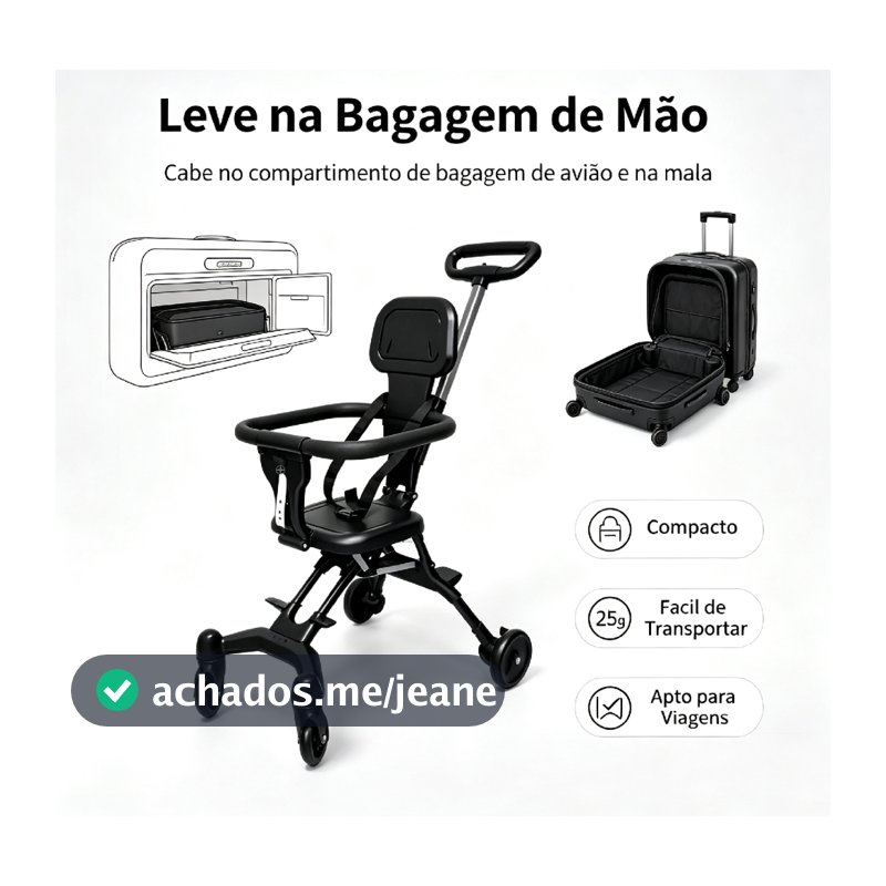 Carrinho de Bebê Dobrável Ultralight 3,5kg Portátil para Viagem 6 a 36 Meses Arnês 5 Pontos Rodas 360°  Descrição