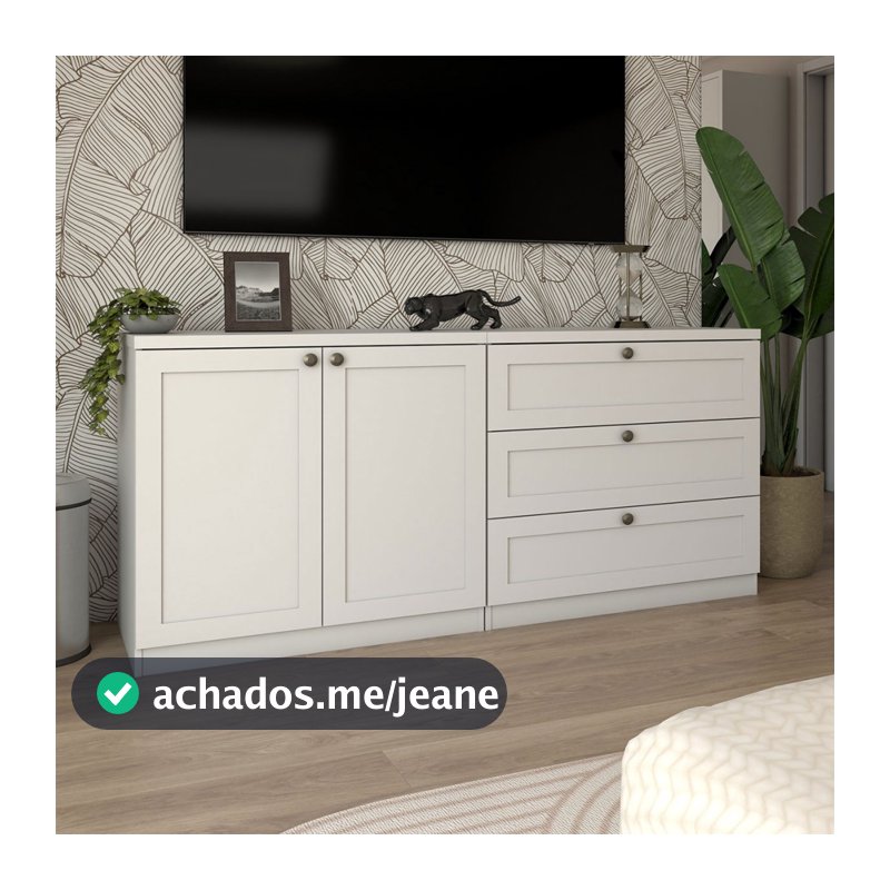 Cômoda Americana 2 Portas 3 Gavetas 100% Mdf Branco Fosco - Panorama Móveis