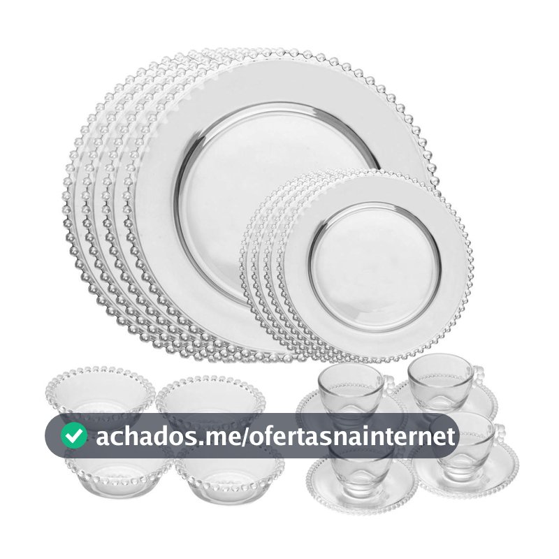 Aparelho de Jantar Wolff Pearl Cristal 20 Peças Jogo de Pratos e Louças 4 Pessoas Mesa Posta Receber Convidados Presente