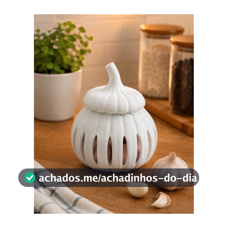 Pote para Alho com Ventilação Porta Alho Decorativo Organizador de Cozinha 2 Tamanhos