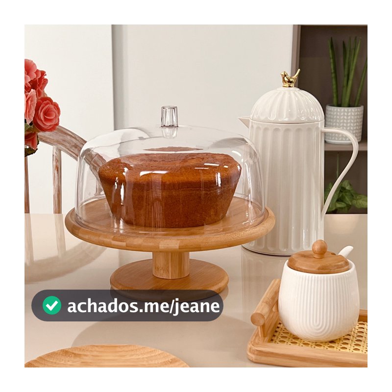 BOLEIRA DE BAMBU COM PÉ E CÚPULA 27,5 CM PERSONALIZADA