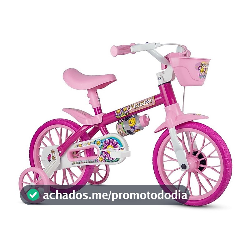 Bicicleta Infantil Aro 12 Freio Tambor 1 Marcha Cestinha Nathor C/ Rodinha Menina de 90cm a 1m