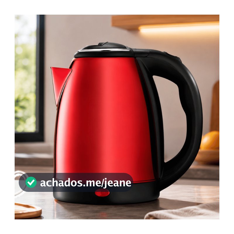 Chaleira Elétrica 110V Jarra Premium Ferve Água Café Chá Vermelha Aço Inox