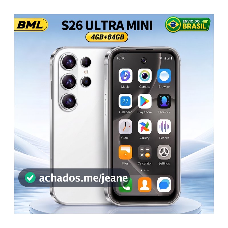 BML Smartphone S26ULTRAMINI Original Celular 4GB RAM 64GB 5G LTE Wi-Fi Sim Android 10 3500mAh Tela 3.73" HD ，Câmera 48MP