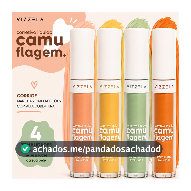 Corretivo Maquiagem VIZZELA Corretivo Camuflagem 7g Corretivo Alta Cobertura Corretivo Salmão Olheiras VIZZELA