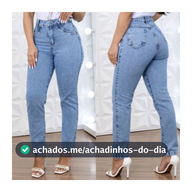 Calça Jeans Feminina Shopee Mom Cintura Alta Tecido Grosso Premium Lisa Trabalho Premium Marmorizada