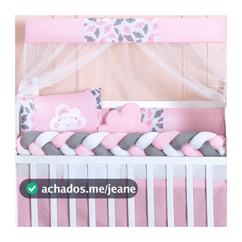 Kit 7 peças Protetor Berço Completo Trança - Modelos Variados Padrão Normal e Americano