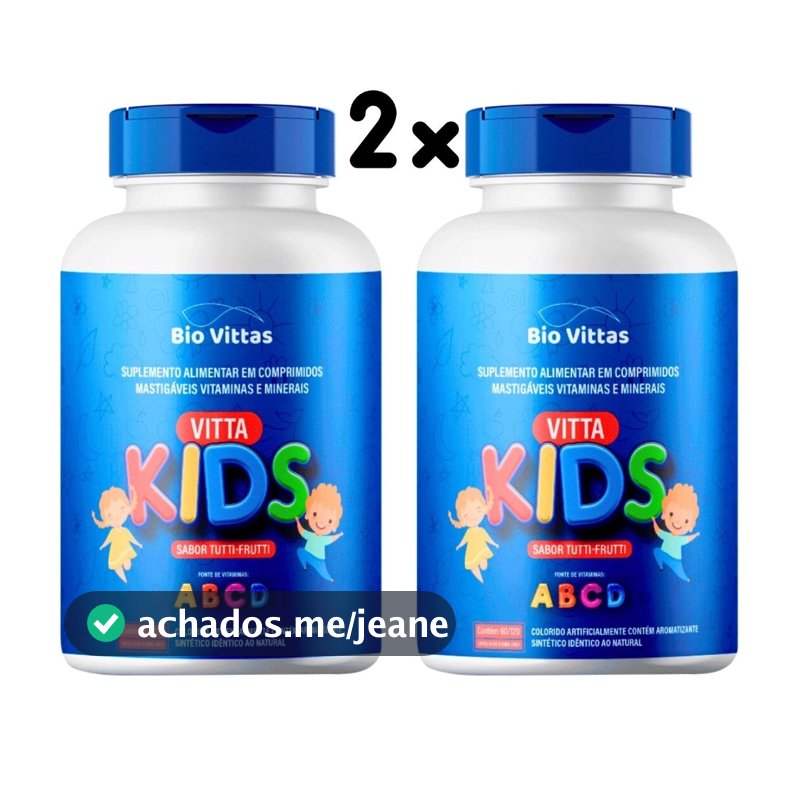 kit 120 Vitamina Inf. Completa Mastigável Sabor Tutti-Frutti 2 frascos 60 Comprimidos - BioVittas