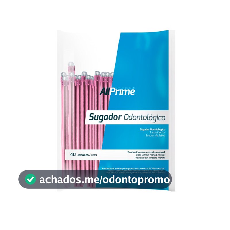 Sugador Odontológico Descartável - ROSA  AllPrime Embalagem com 40 unidades.