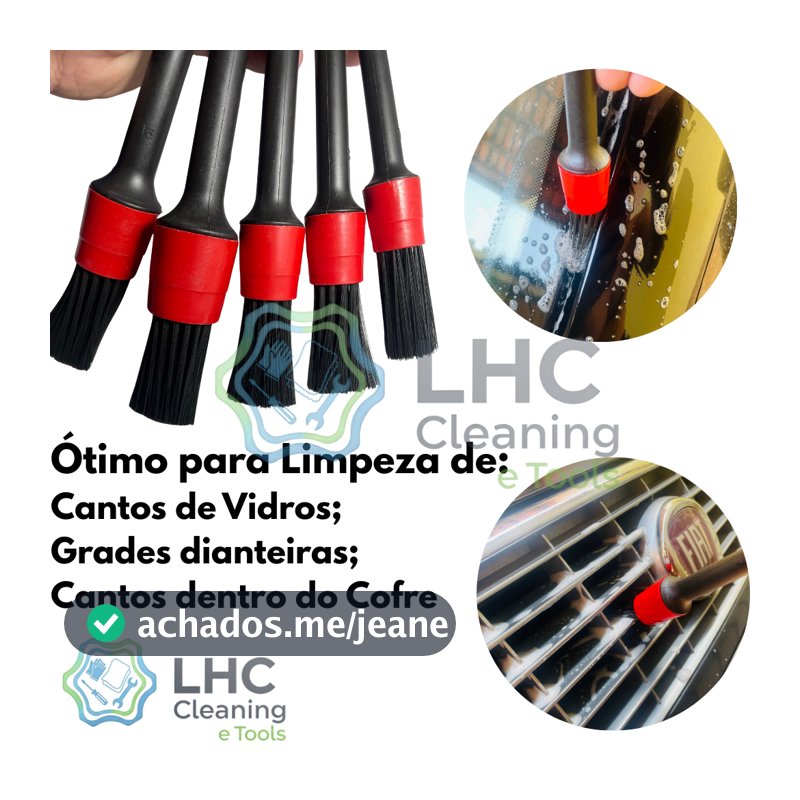 Kit 5 Pincél Limpeza Automotiva e Detalhamentro Automotivo Tamanhos diferentes