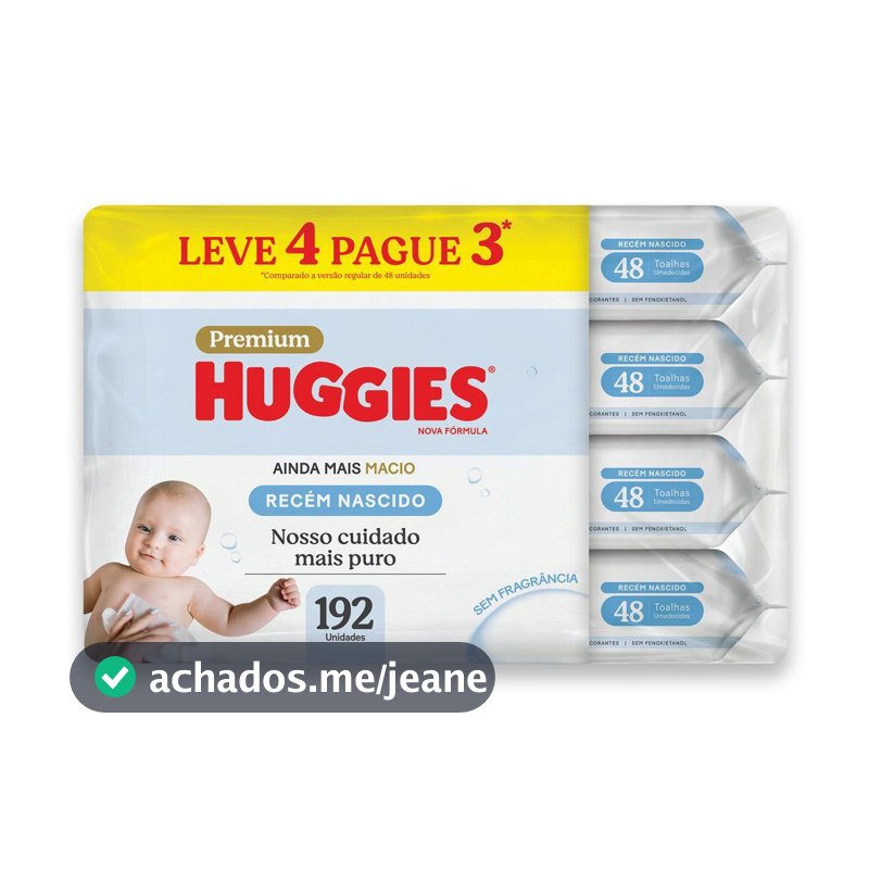 Lenços Umedecidos Huggies Recém-Nascido Sem Fragrância 4x48U