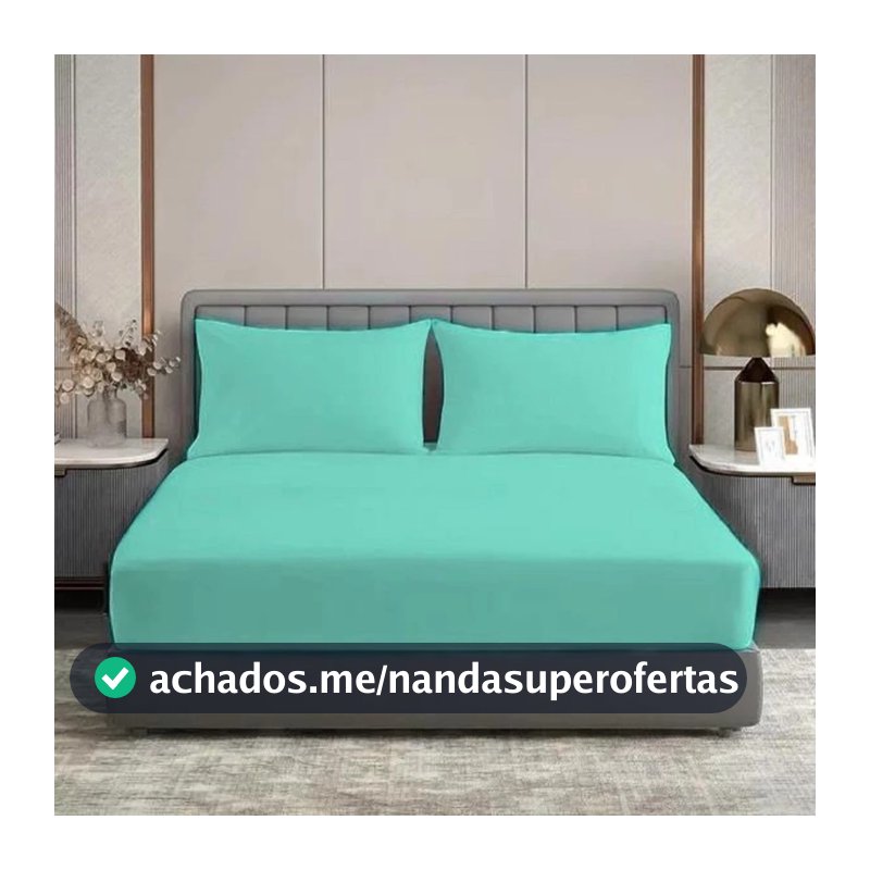 Kit Jogo Lençol forro De Cama casal Padrão 3 Peças Lisos slin Com Elástico 200 fios Oferta