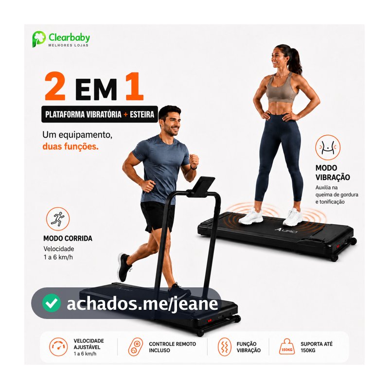 4.0HP Esteira 2in1 (Vibratória + Corrida)  Portátil Dobrável com Controle Remoto - Capacidade 150 kg