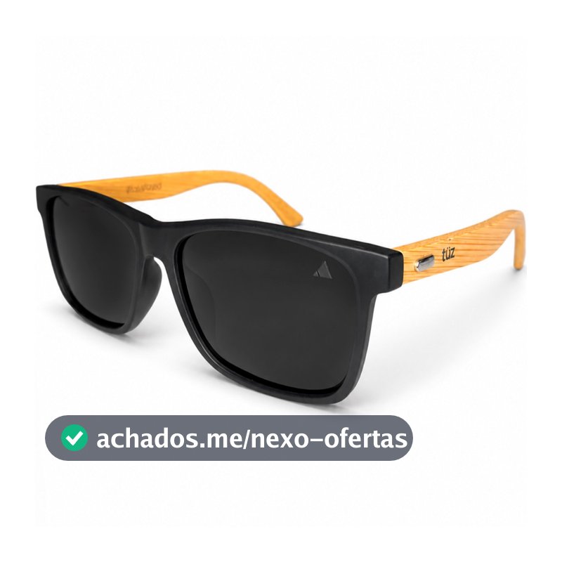 Óculos De Sol Escuro Suns Polarizado Bambu Madeira Quadrado Tüz + Case