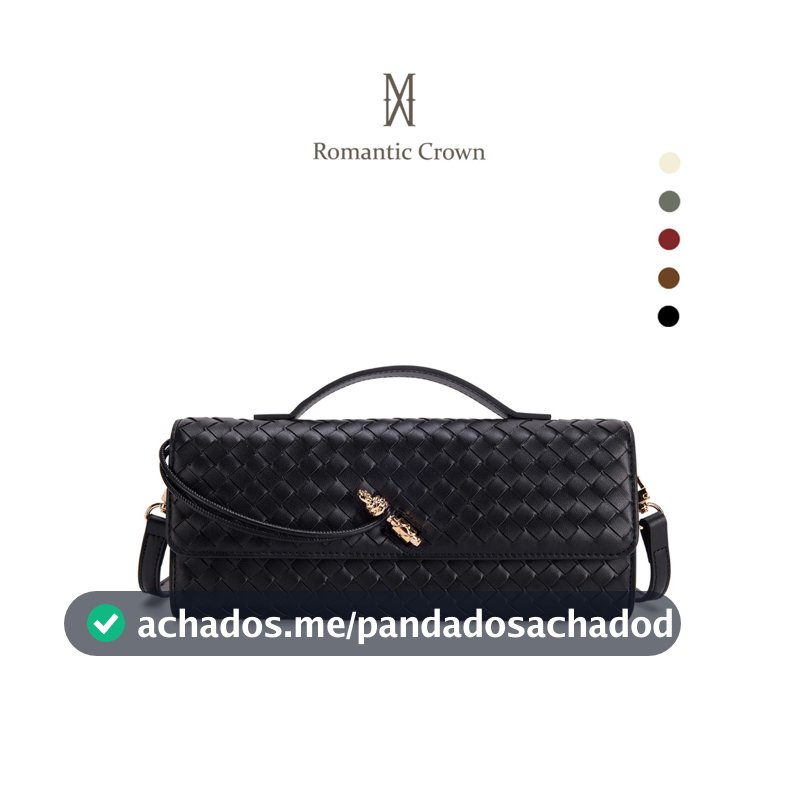 ROMANTIC CROWN Bolsa Feminina Mão Transversal Ombro Trançada Couro PU Vegan, Clutch Noite Balada Casamento Alça Ajustáve