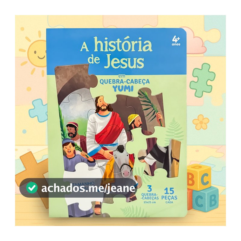 Livro Infantil A História de Jesus Em Quebra-cabeça | Bíblia Infantil Leia E Divirta-se 4 A 12 Anos 45 Peças