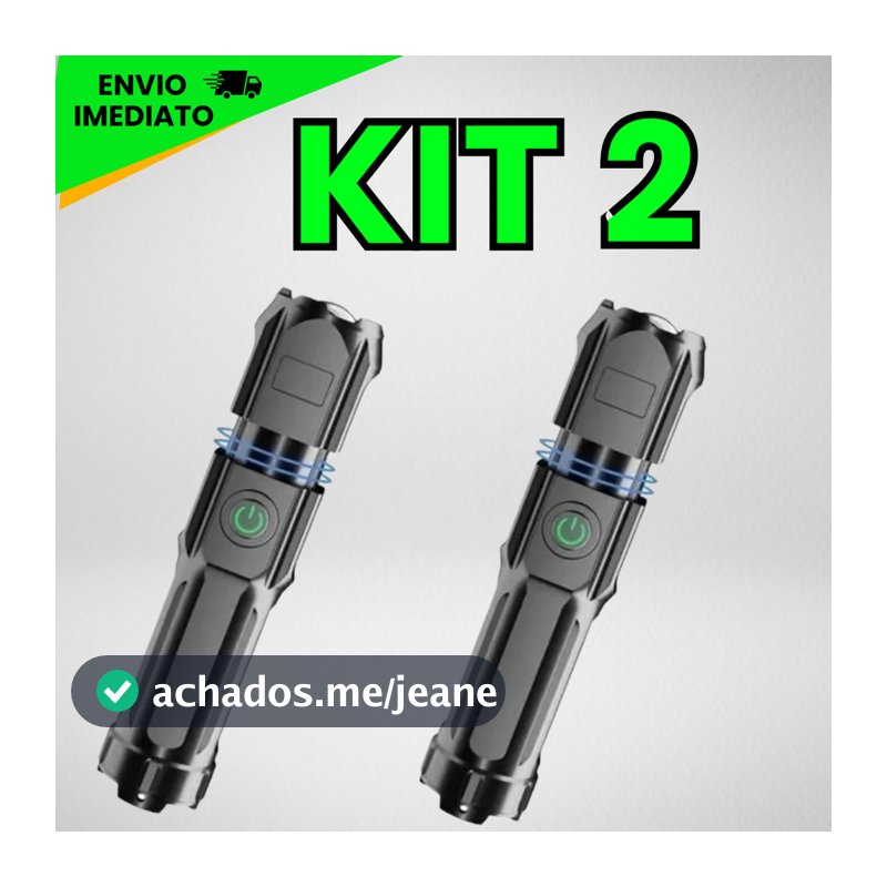 Tática Lanterna Potente LED USB Recarregável com Zoom Direcional e Resistente à Água 1371