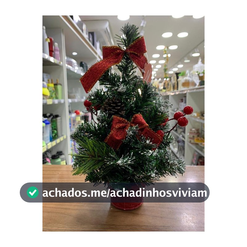 Mini Árvore de Natal Decorada 30cm com Laços Vermelhos e Pinhas – Decoração Natalina