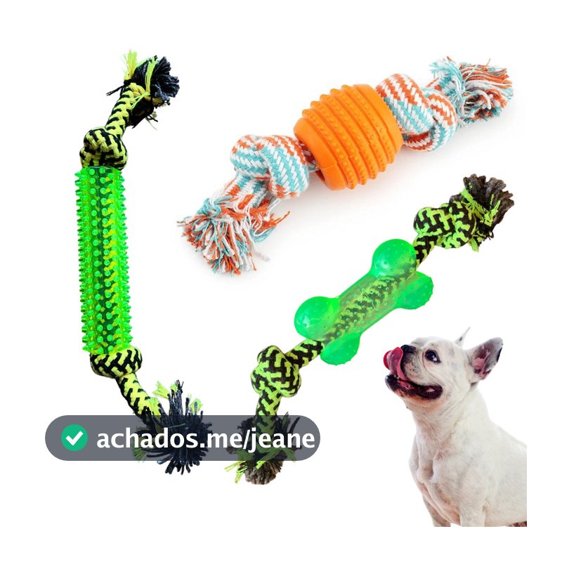 3 brinquedos para cachorro Mordedor puxador corda ossinho Corda Cabo de guarra