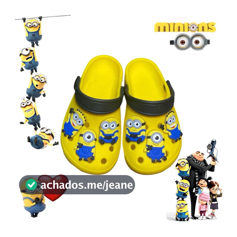 BABUCHE MINIONS ADULTO E INFANTIL MENINOS MENINAS CALCE FÁCIL ESCOLAR