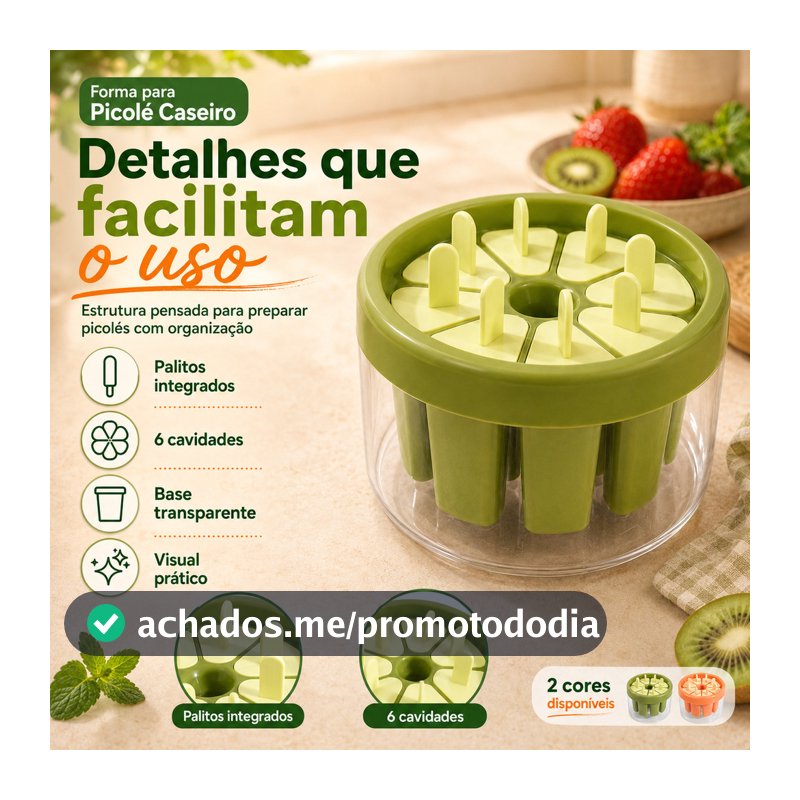 Forma De Picolé Sorvete 8 Cavidades Antiaderente para Sucos Leite e Frutas Com Tampa Forminha para Picolés