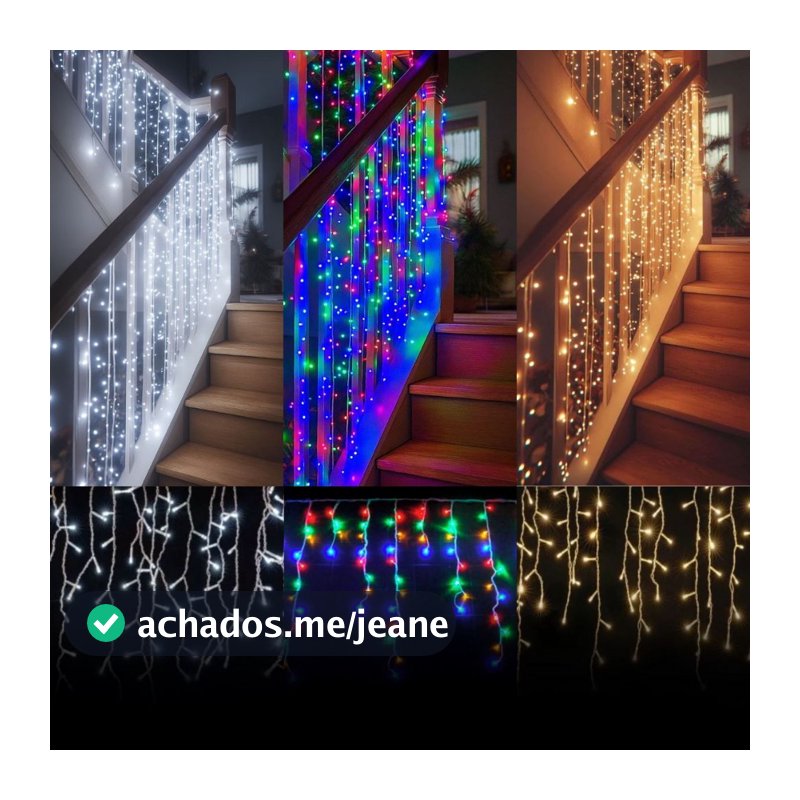 Cascata 400 Led's 10m Natal Pisca Pisca IP44 Lâmpadas Luz Com 8 Funções Decoração 110v/220v LuvinCo