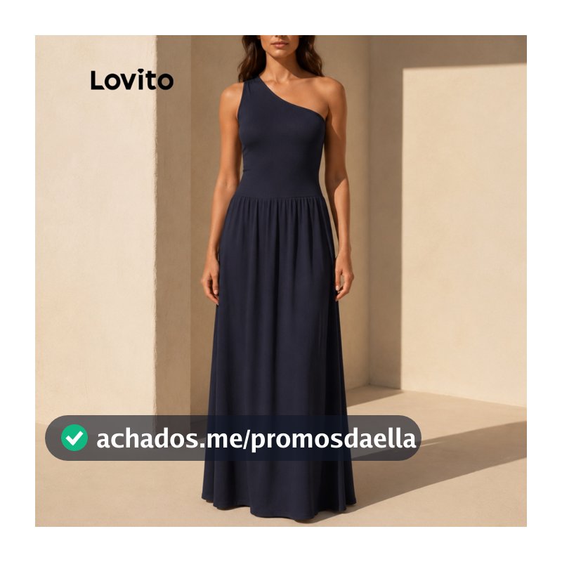 Vestido Longo Lovito Feminino Elegante Ombro Só Soltinho Verão Festa DRB844BRL874