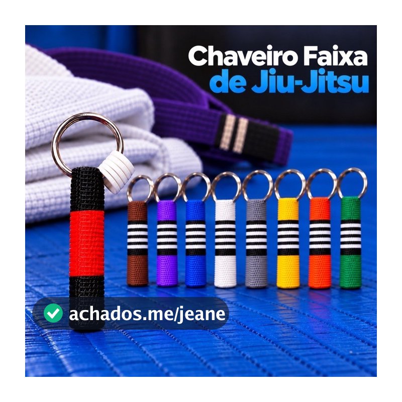 Chaveiro Faixa Jiu-Jitsu 3D Graduação Branca Azul Roxa Marrom Preta