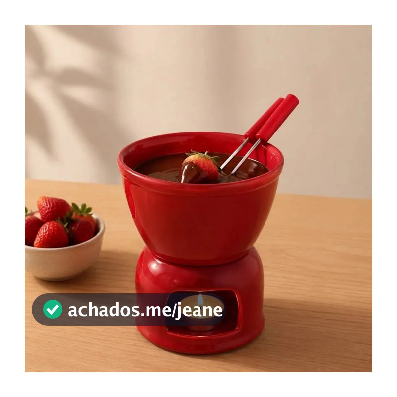 Kit Fondue de Porcelana 4 Peças 400ml para Chocolate Queijo Panela de Fondue