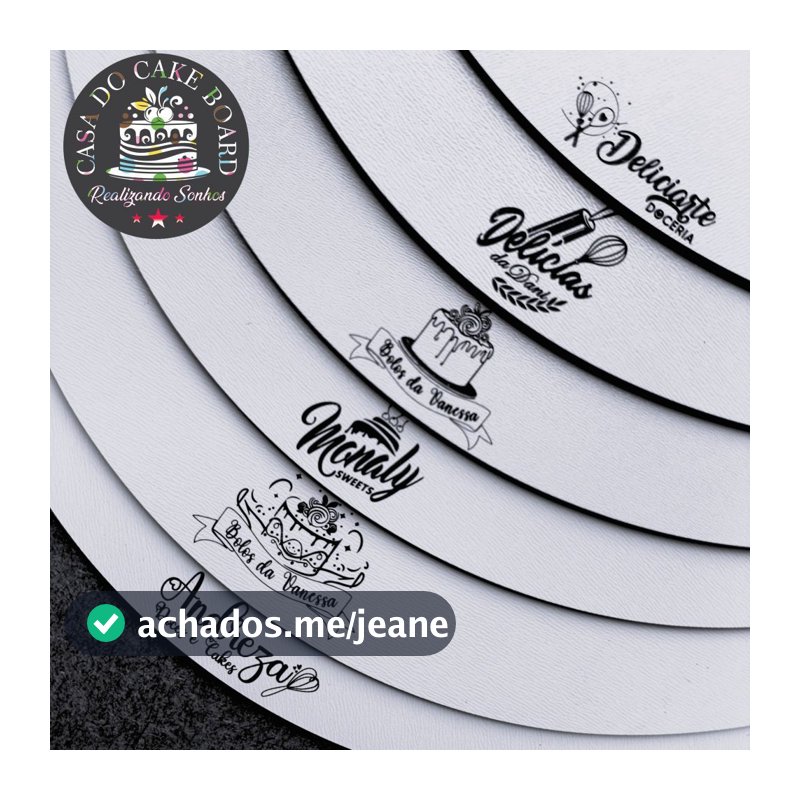 Kit 10 Cake Board Personalizado com Logo MDF Branco 6mm Tabuleiro Confeitaria