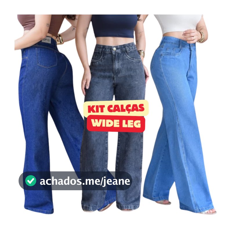 Kit Calça Wide Leg Jeans Pantalona Feminina Cos Alto Carbono Clara e Escura Flare