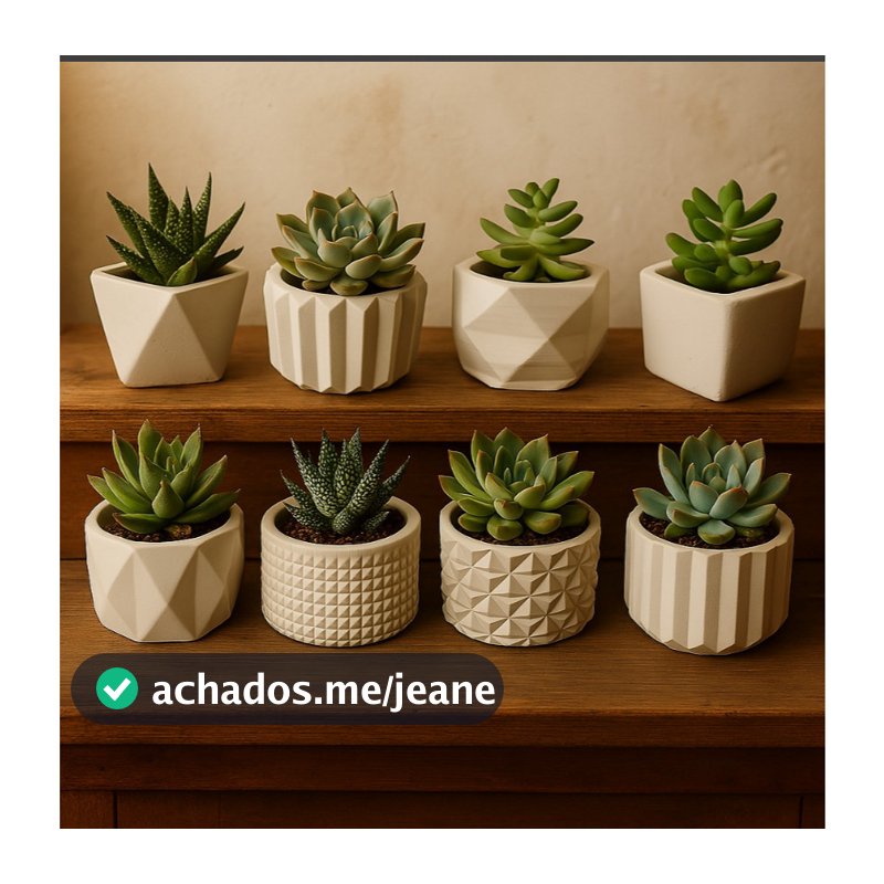 Kit 8 Vasinhos Decorativos de Gesso para Plantas Artificiais