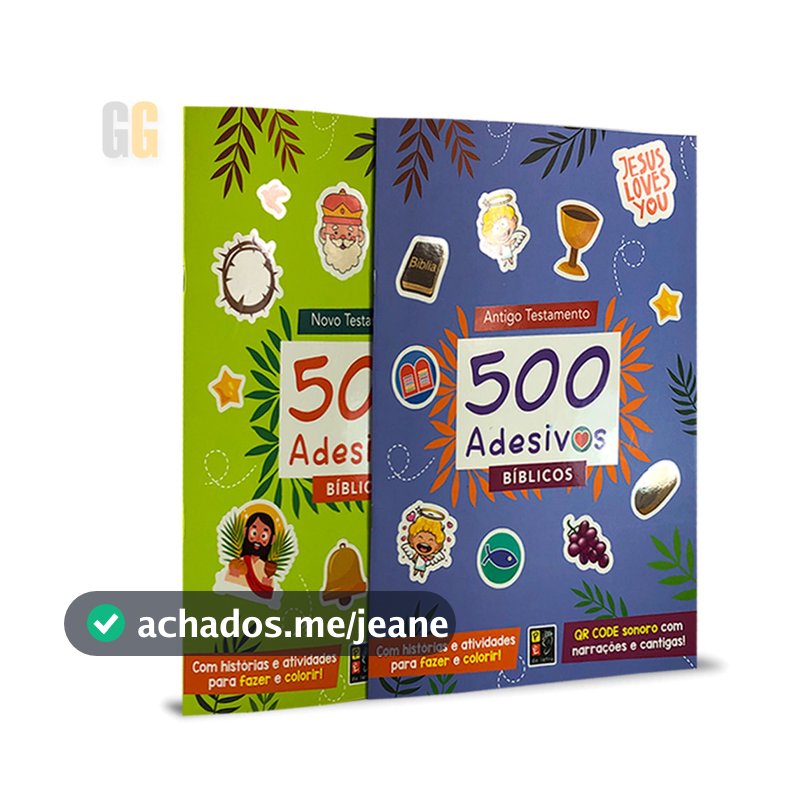 1.000 Adesivos infantis bíblicos | 500 Antigo Testamento + 500 Novo Testamento (2 livros)