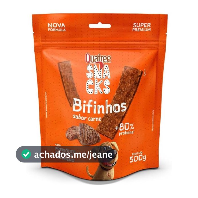 Quatree Snacks Bifinhos Sabor Carne 500g Pra Cães