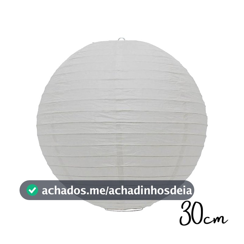 Luminária Oriental Japonesa Lanterna Balão Tyotin Decoração Papel 30 cm Branca