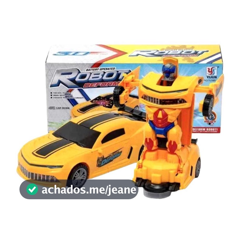 Brinquedo Carrinho Vira Robô Bate E Volta Com Luzes E Som