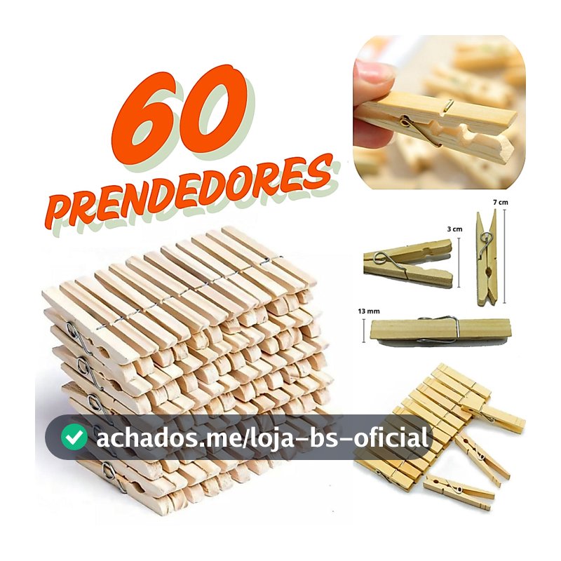 KIT Pregador de Roupa Madeira Reforçado – 12/24/36/48/60 Unidades – Alta Qualidade