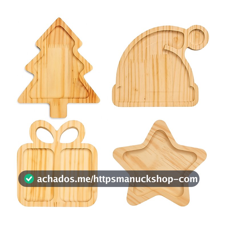 Kit Tábua Petisqueira Natal Para Decoração de Mesa Posta Natalina Pinheiro Estrela Gorro