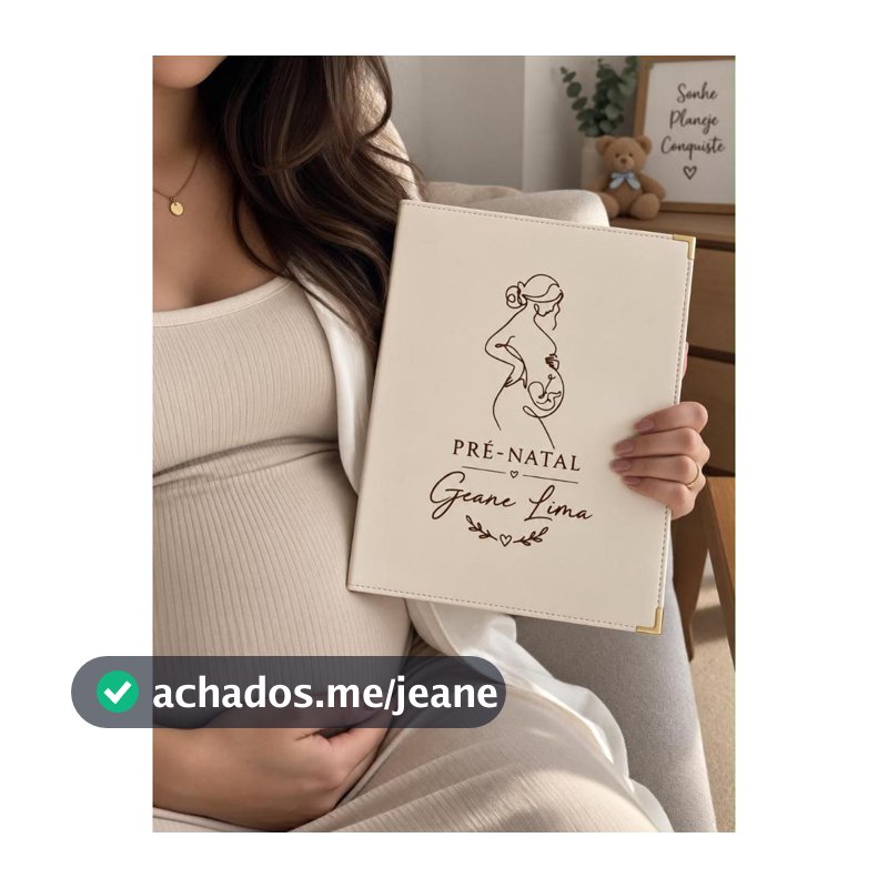 Pré Natal Porta Documentos Exames Gestante Grávida Folha A4 Pasta Catálogo Off White Capa Dura