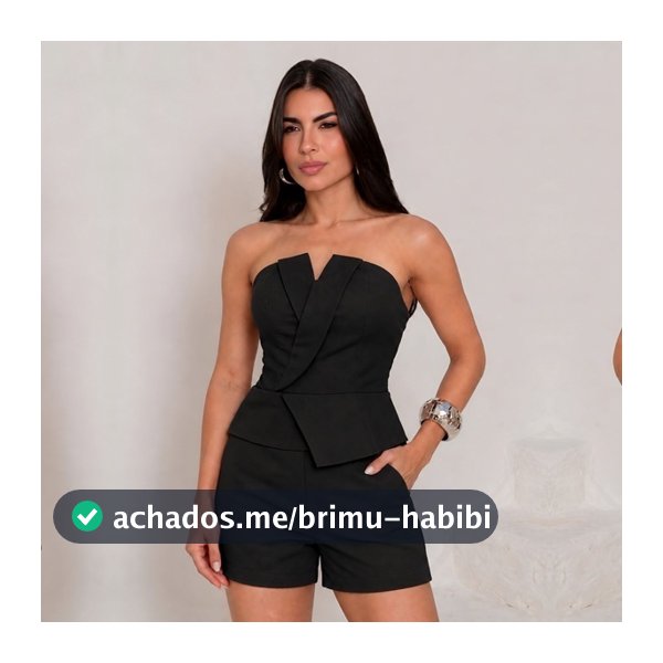 Conjunto Alfaiataria  Feminino Curto Tomara Que Caia  Shorts Elegante